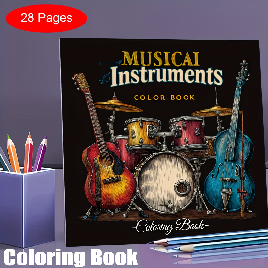 Musical Instrument Coloring Pages - Livro para colorir de instrumentos musicais