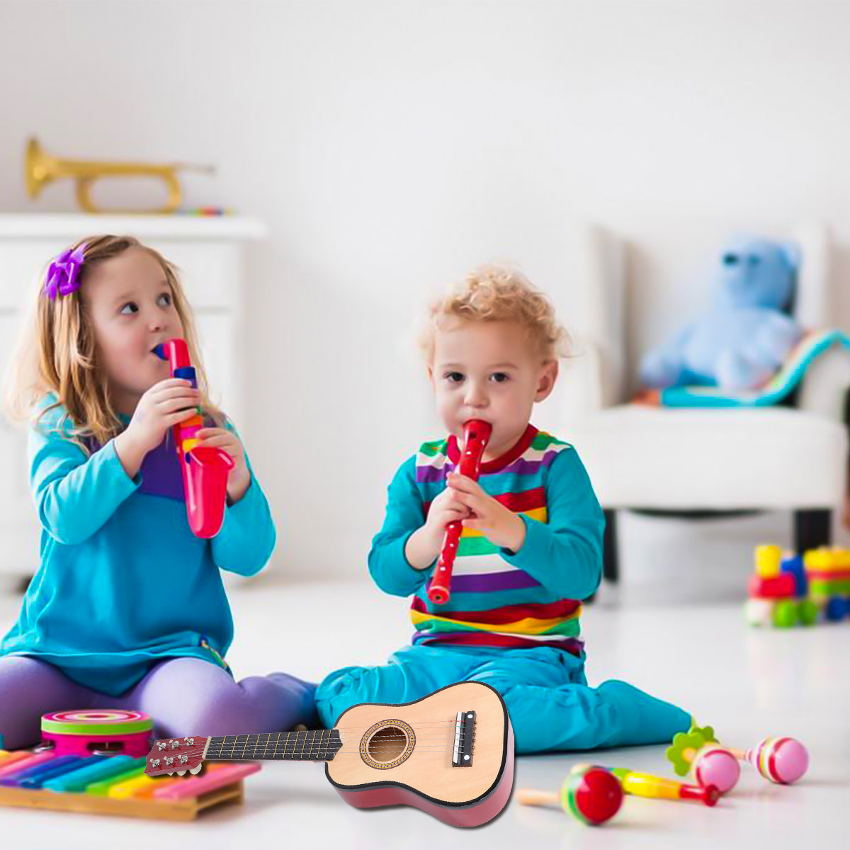 Musical Instrument For Beginners - Guitarra Acústica Infantil de 21 Polegadas,