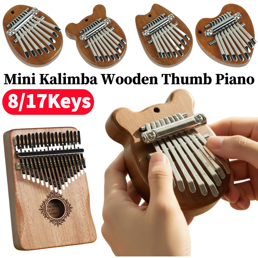 Musical Instrument For Beginners - Mini Kalimba de Madeira 8/17 Teclas,
