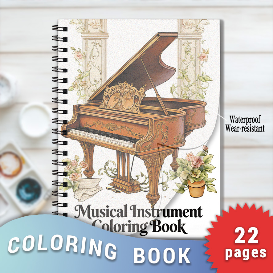 Musical Instrument Coloring Pages - Livro de Colorir para Adultos com