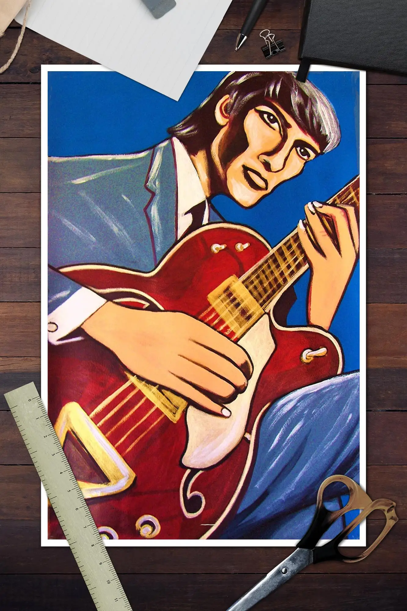 George harrison clássico rock  - Musical Instrument Poster avaliação e preço