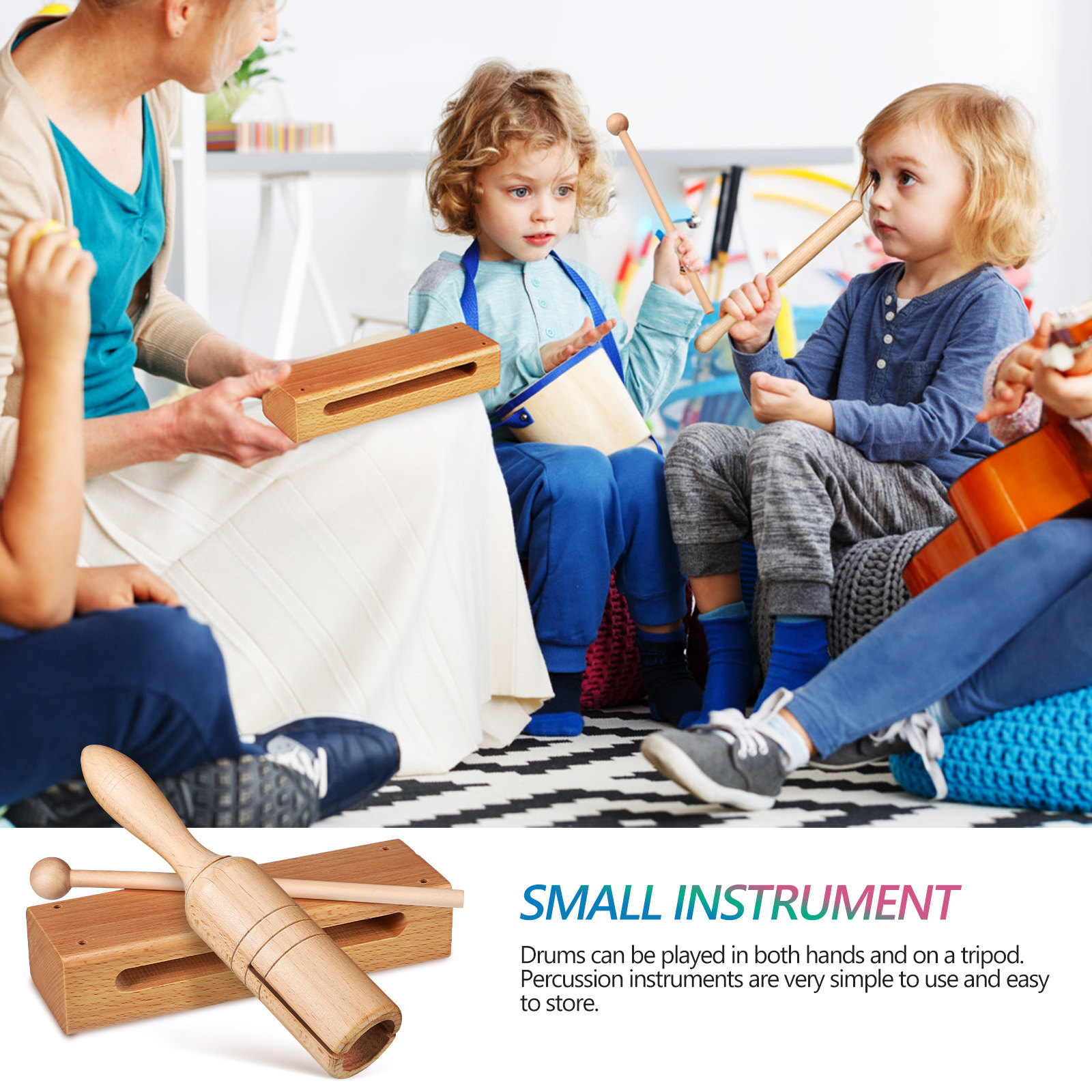 2 Conjuntos de Bloco de Madeir - Musical Instrument Chimes avaliação e preço